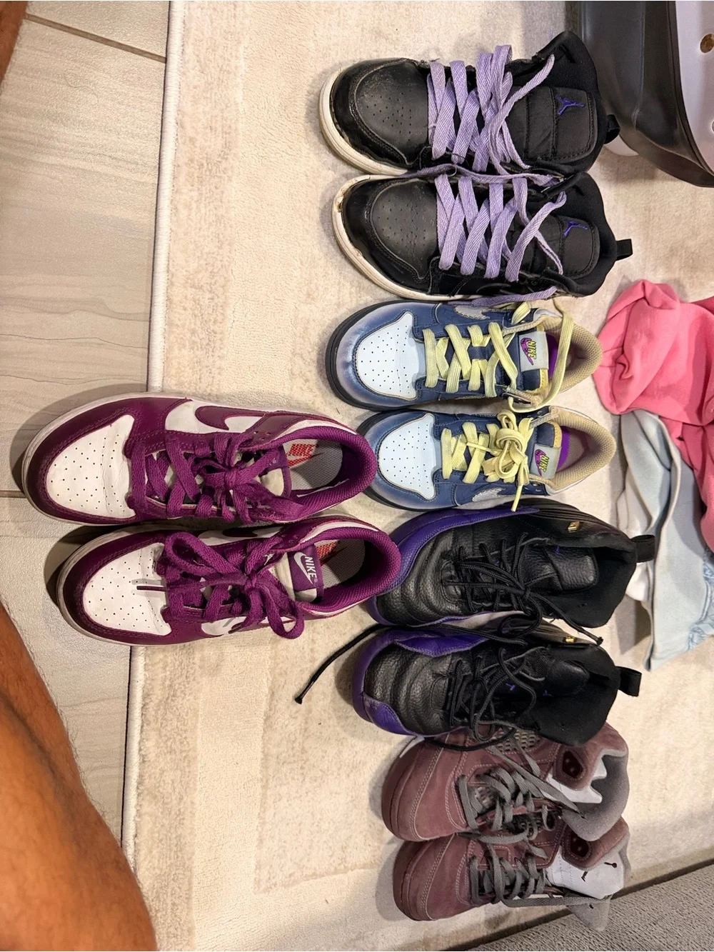 Nike Kids Sneakers in Purple, Black, Blue, Yellow, and Pink - Mixed Styles